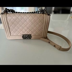 Chanel Quilted Medium Boy Bag Beige